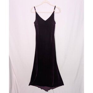 Vintage Betsy Adam 8 Prom Dress Maxi Gown Y2K 90S Goth Slip V Neck Velvet